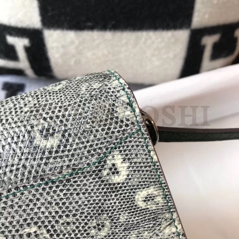 H**me5 Roulis Mini Bag In Green Crocodile With Natural Lizard Master Quality