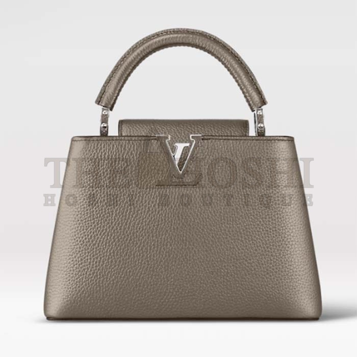 L0vis Vvtt0n LV Women Capucines BB Hand Bag Etain Metallic Gray Taurillon Leather Master Quality
