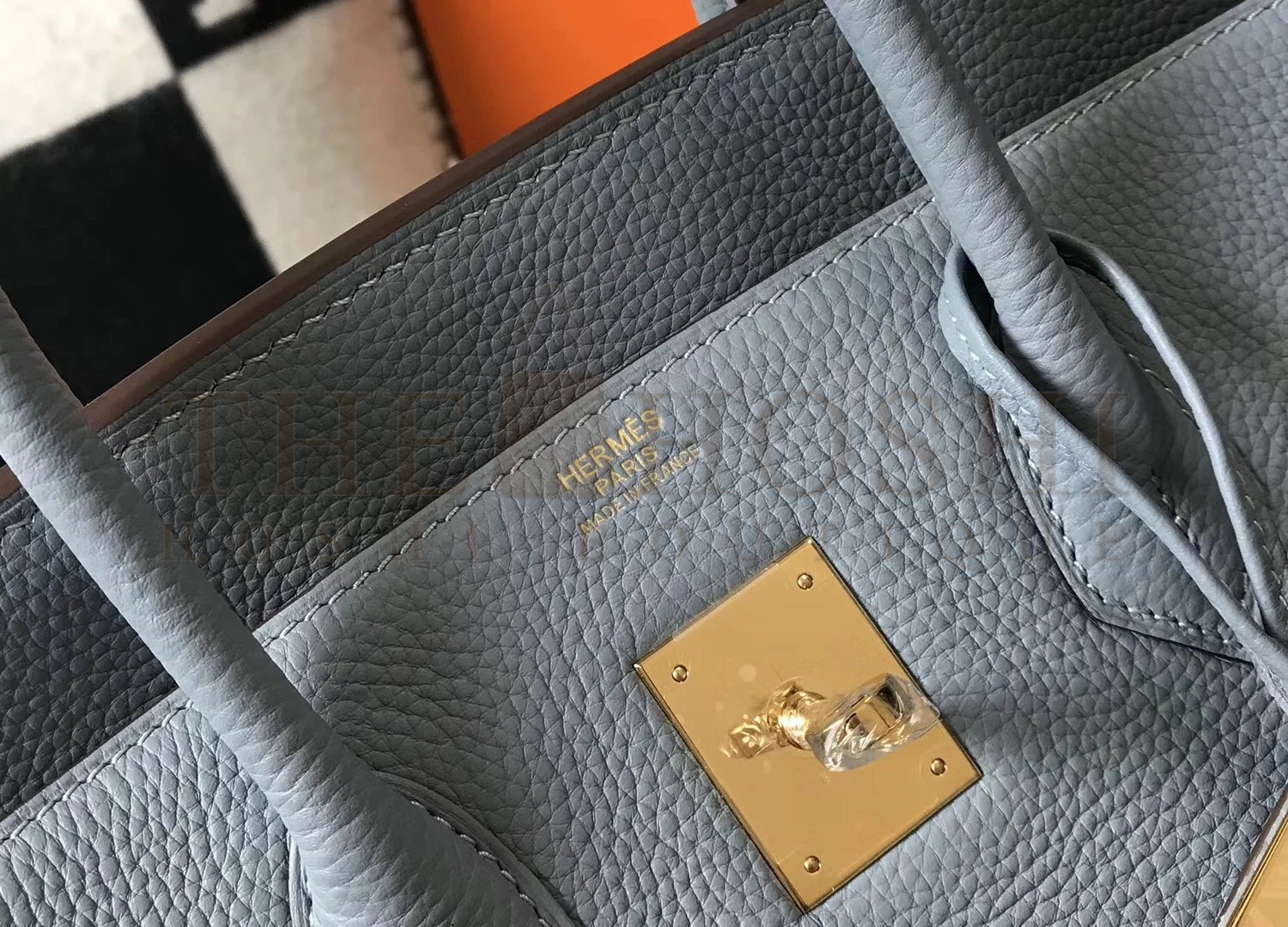 H**me5 Birkin 30 Bag in Blue Lin Clemence Leather with GHW Master Quality