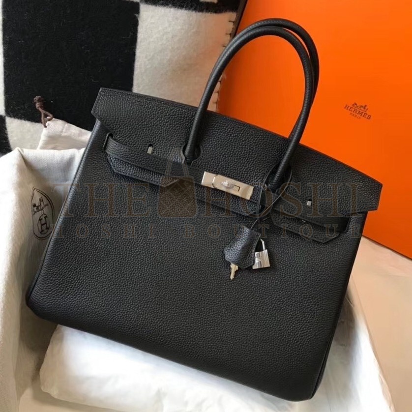 H**me5 Birkin 30 Bag in Black Clemence Leather with PHW Master Quality