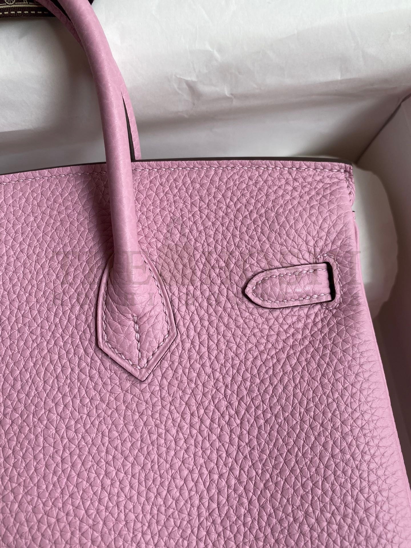 H**me5 Birkin 25 Retourne Handmade Bag In Mauve Sylvestre Clemence Leather Master Quality