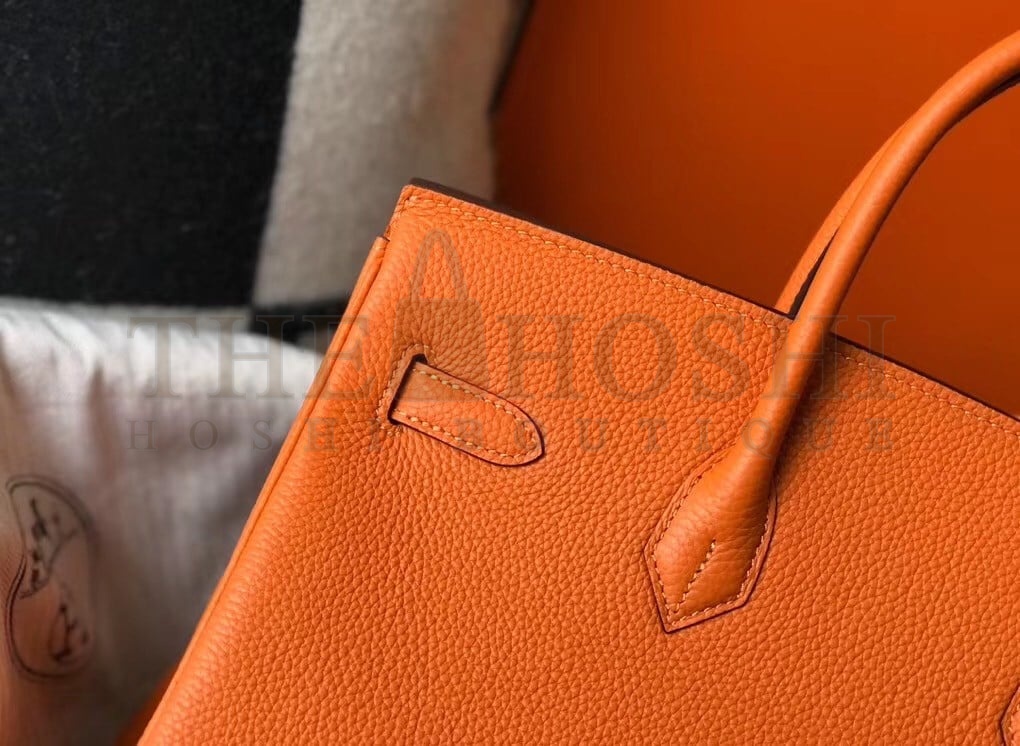 H**me5 Birkin 35 Bag in Orange Clemence Leather with GHW Master Quality