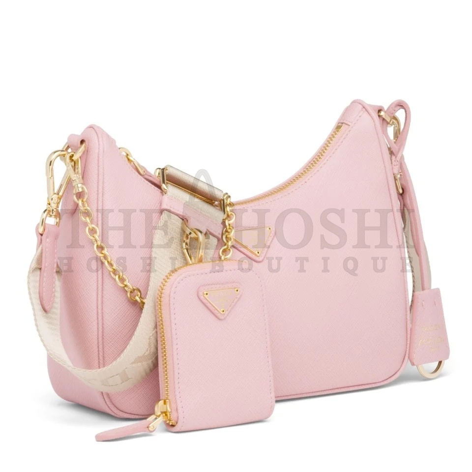Pra*a Re-Edition 2005 Shoulder Bag In Pink Saffiano Leather Master Quality