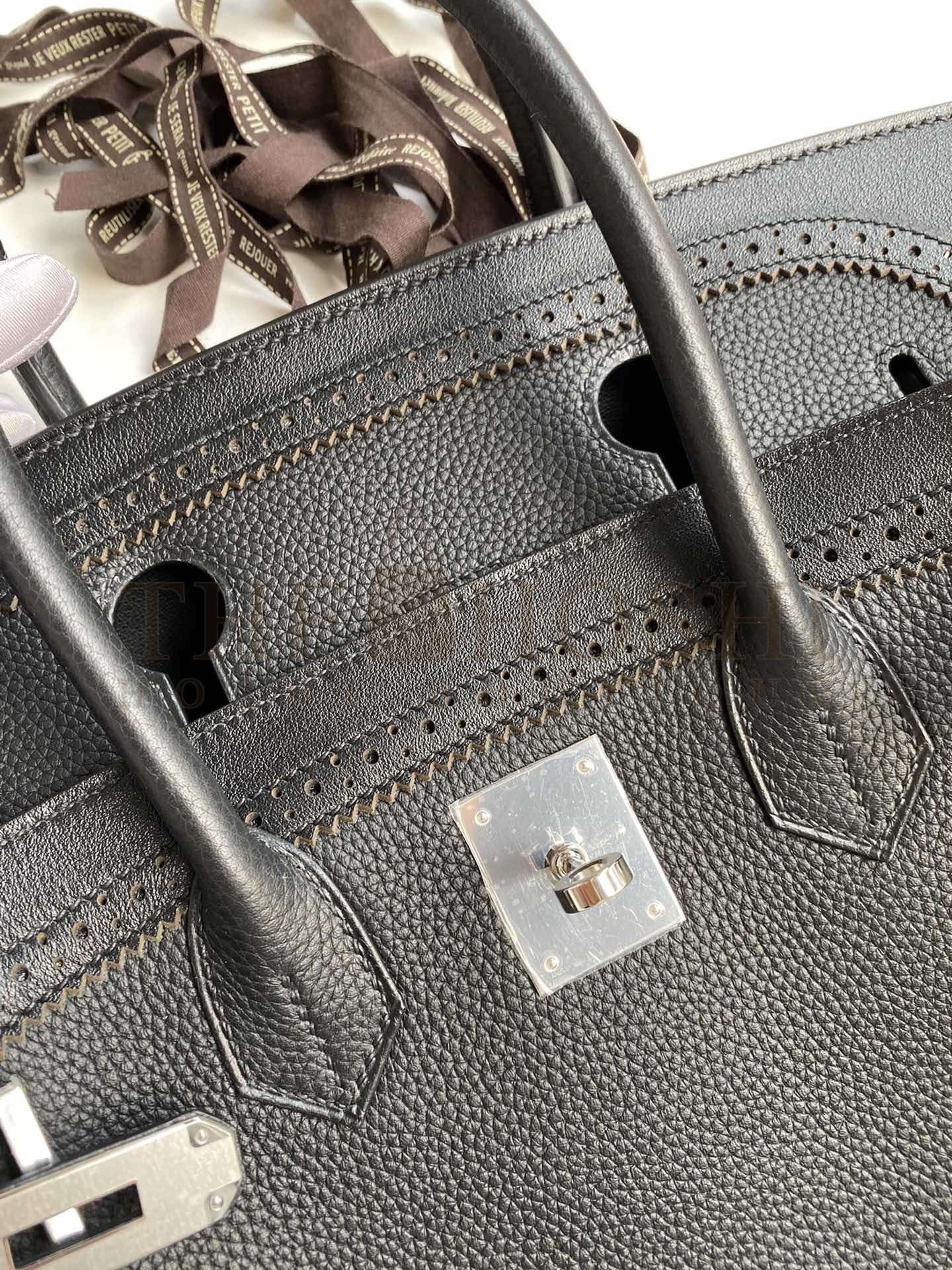 H**me5 Ghillies Birkin 35cm Limited-edition Bag In Black Calfskin Master Quality