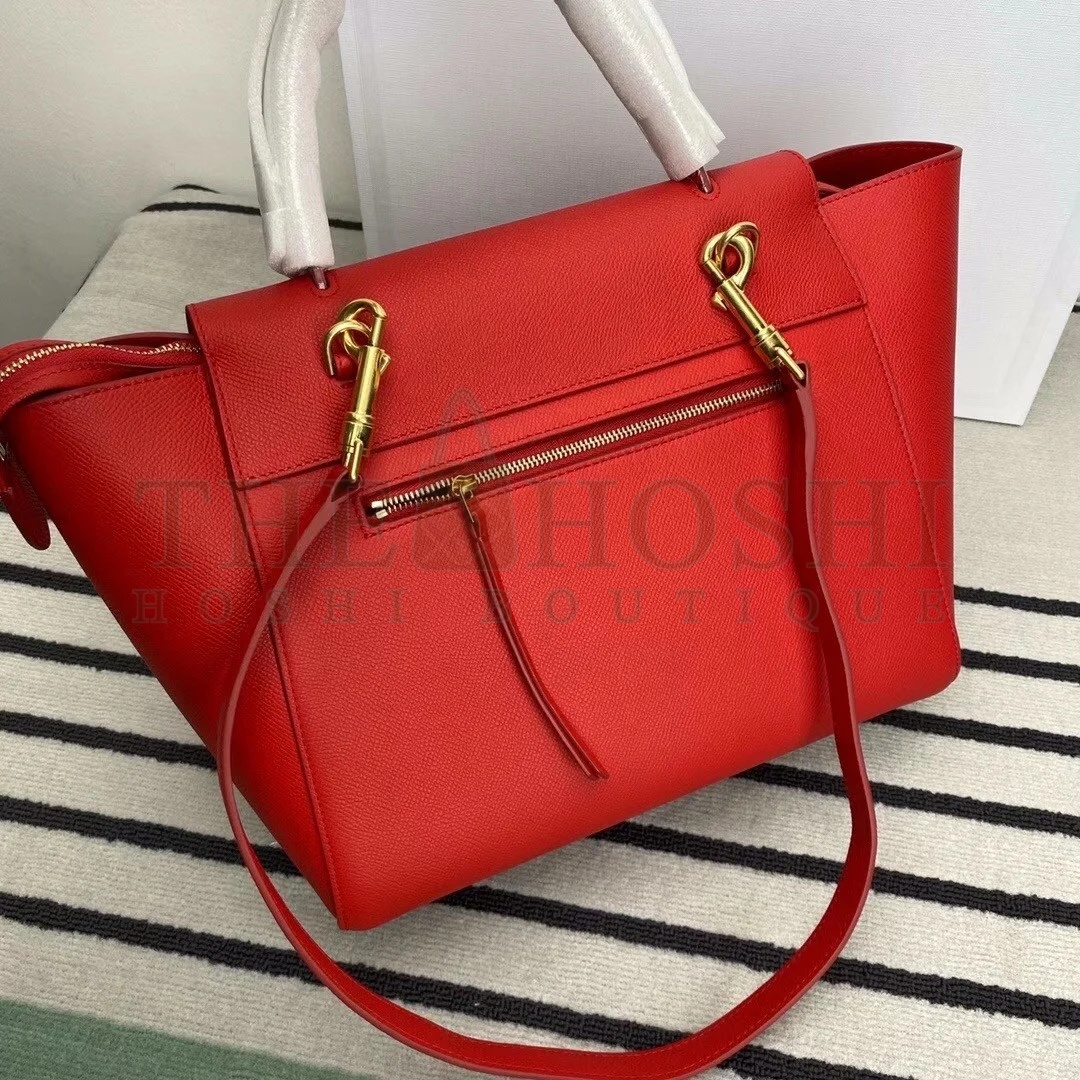 Ce1i*e Belt Mini Bag In Red Grained Calfskin Master Quality