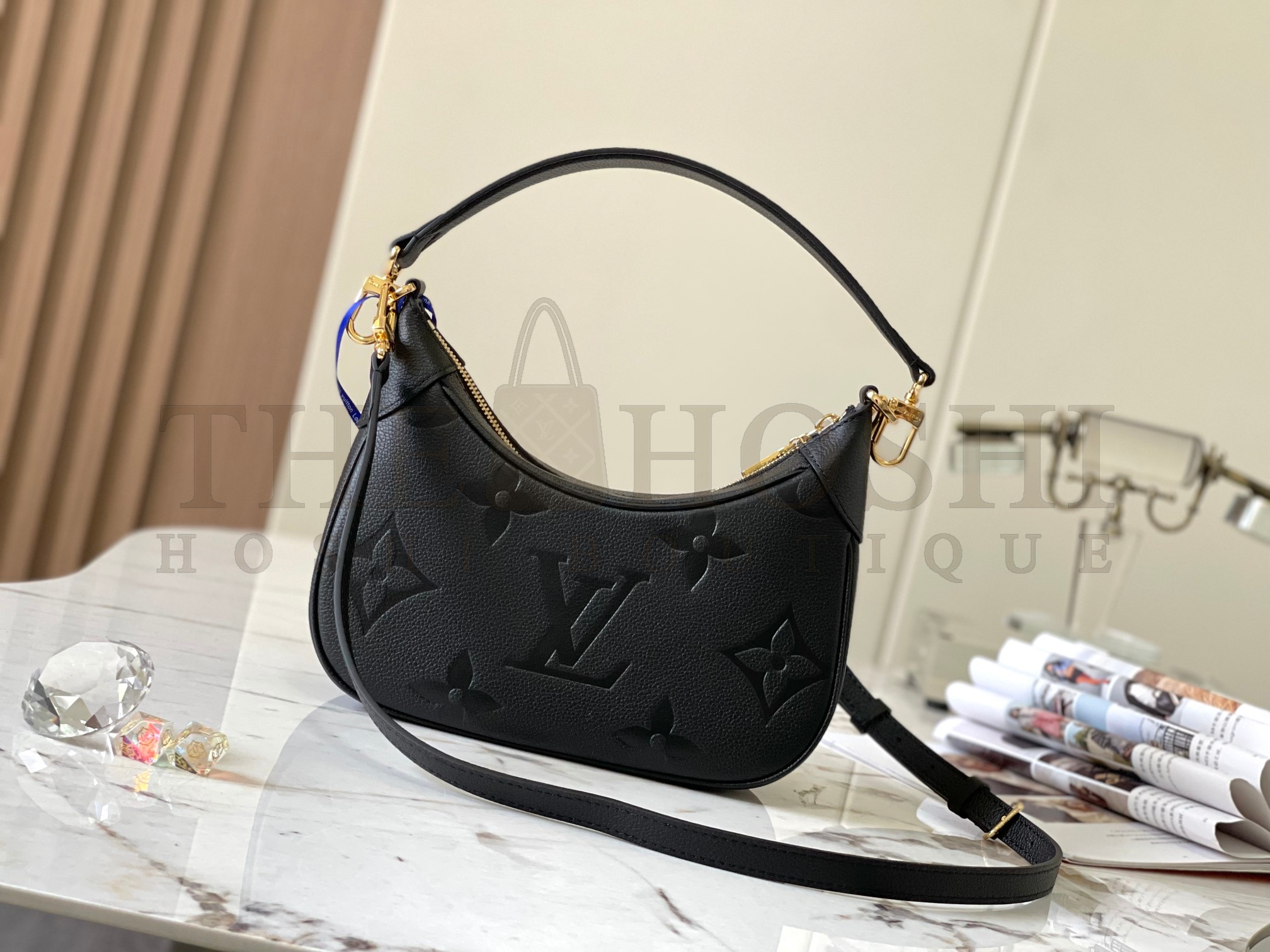 L0vis Vvtt0n LV Women Bagatelle Black Handbag Monogram Empreinte Embossed Grained Cowhide M46002 Master Quality