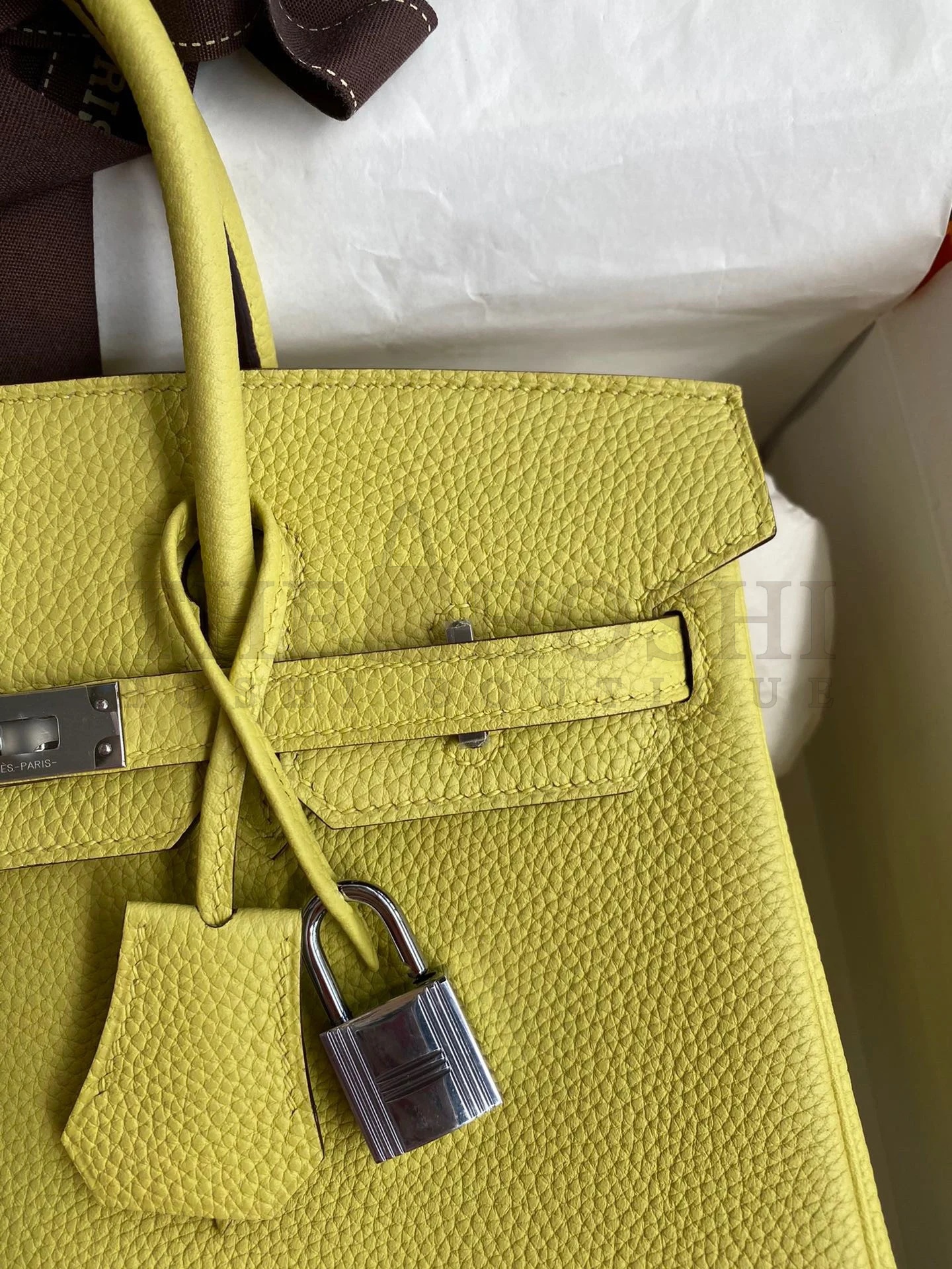H**me5 Birkin 25 Retourne Handmade Bag In Jaune Poussin Clemence Leather Master Quality
