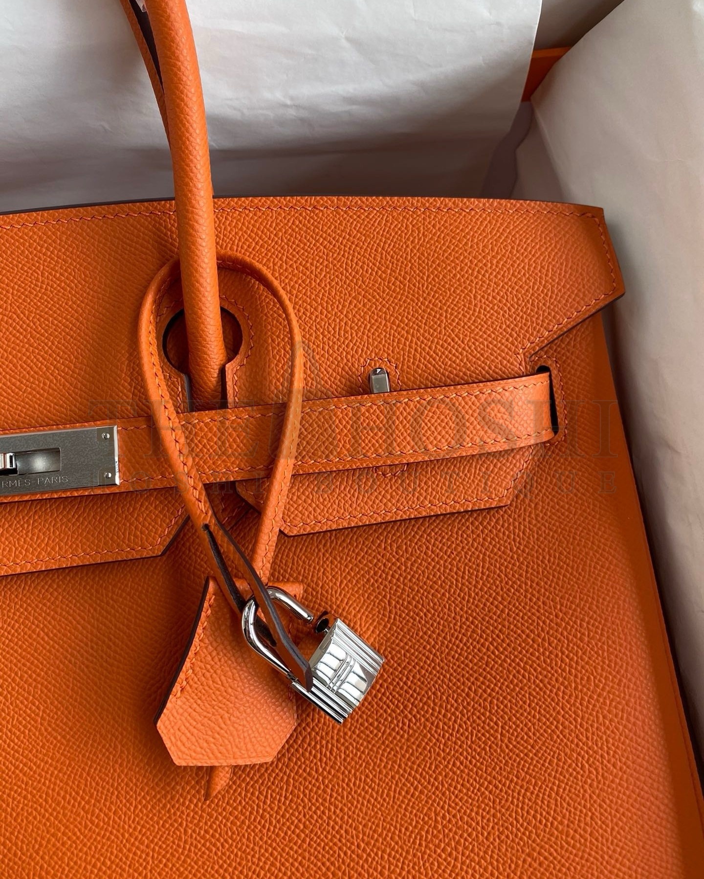 H**me5 Birkin 35 Retourne Handmade Bag in Orange Epsom Calfskin Master Quality
