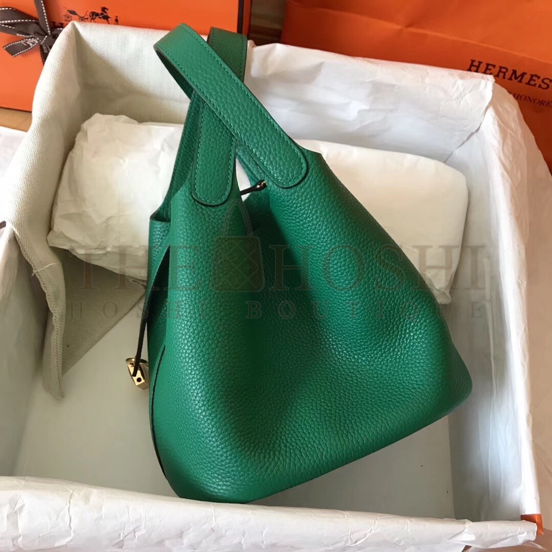 H**me5 Vert Vertigo Picotin Lock MM 22cm Handmade Bag Master Quality