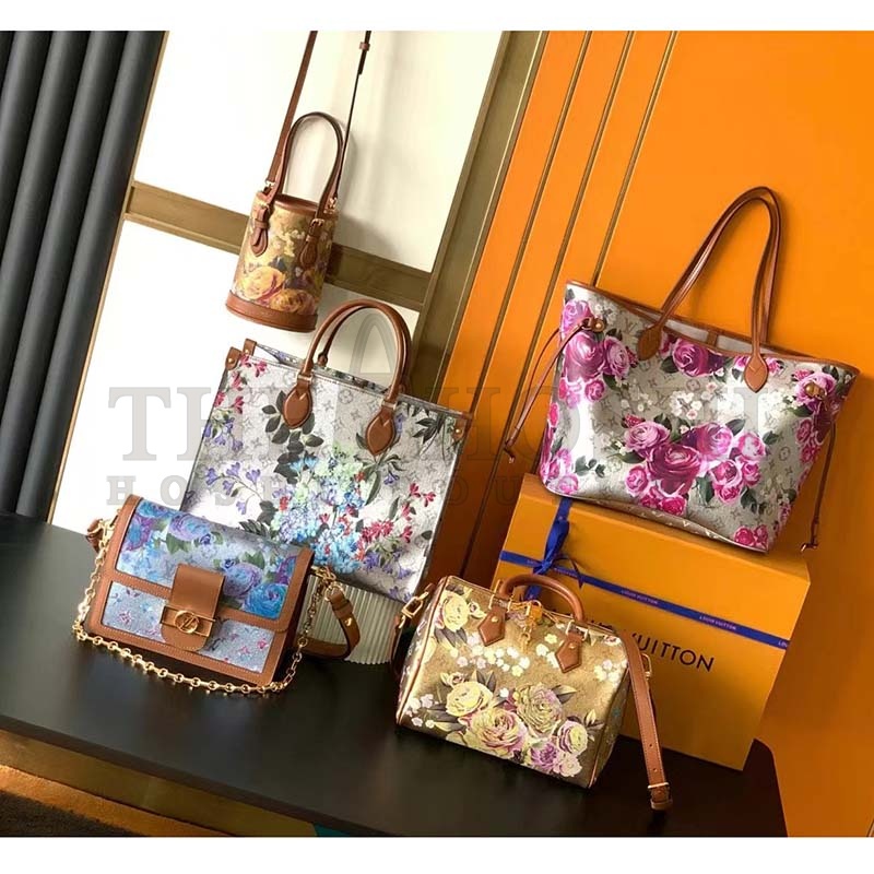 L0vis Vvtt0n LV Women Dauphine MM Handbag Blue Coated Canvas Cowhide Leather Master Quality