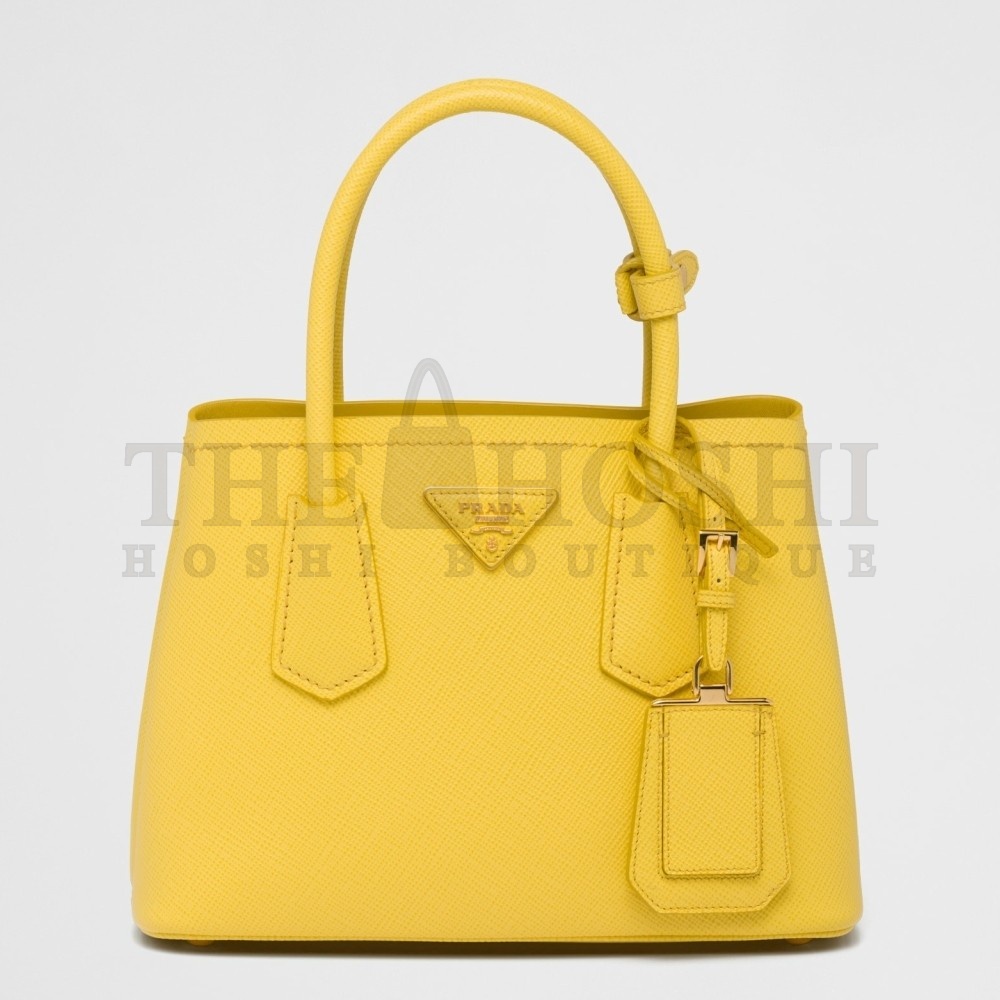 Pra*a Double Mini Bag In Yellow Saffiano Leather Master Quality