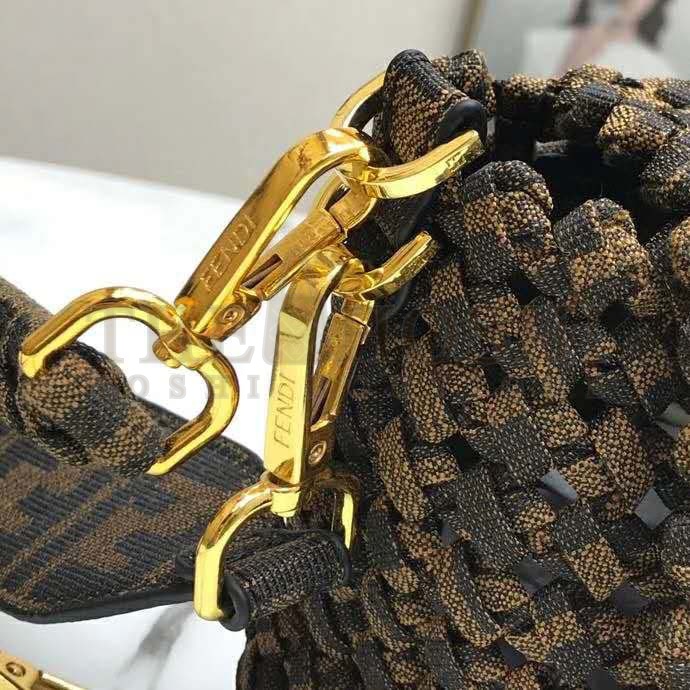 F**di Women Iconic Baguette Medium Size Jacquard Fabric Interlace Bag Master Quality