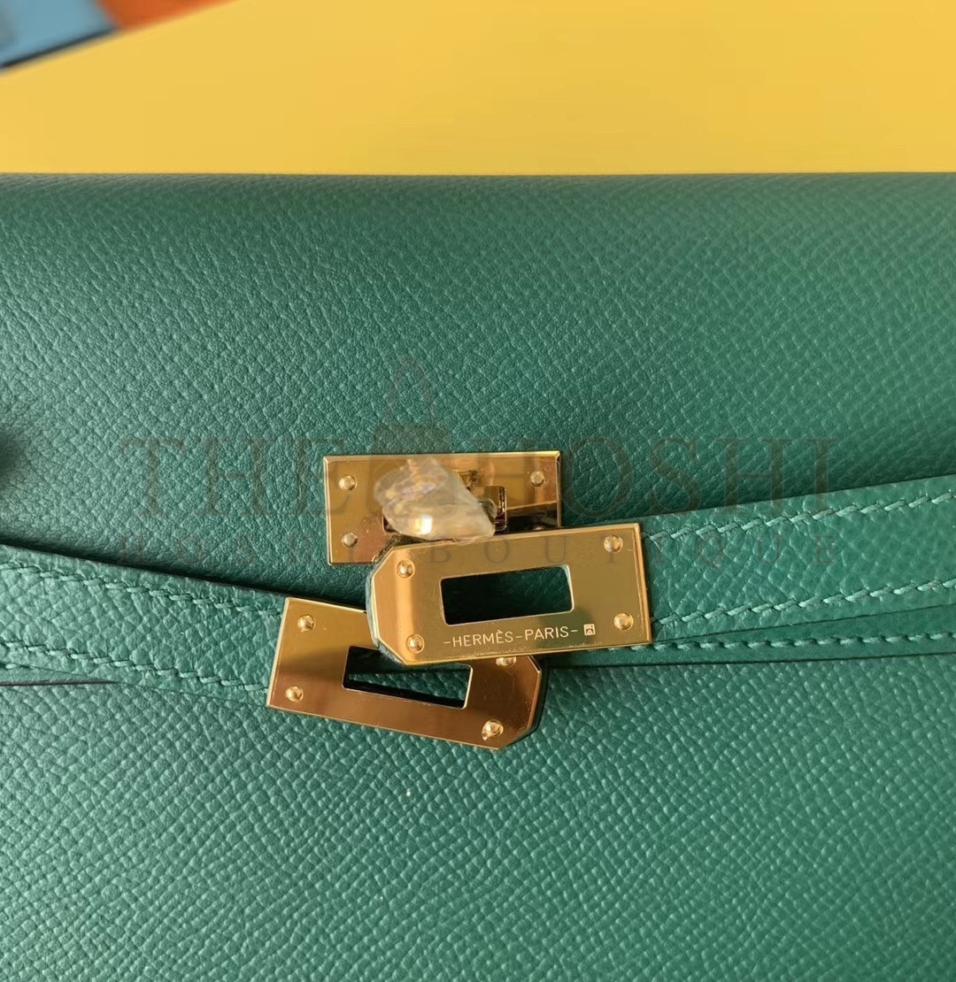 H**me5 Kelly Classique To Go Wallet In Malachite Epsom Calfskin Master Quality