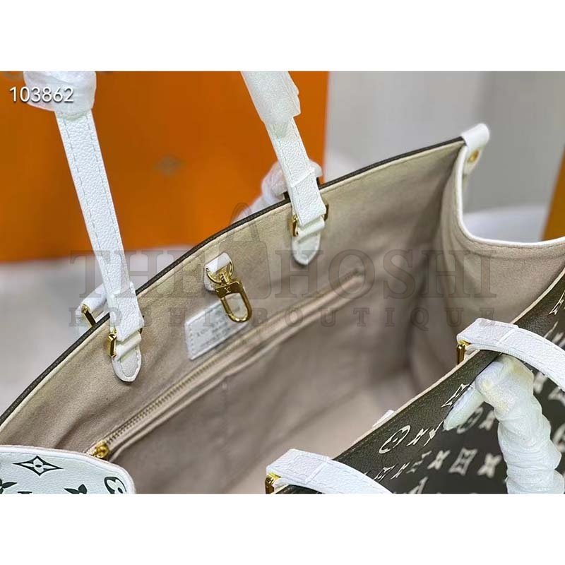 L0vis Vvtt0n LV Women OnTheGo MM Tote Bag Green Printed Embossed Grained Cowhide Master Quality