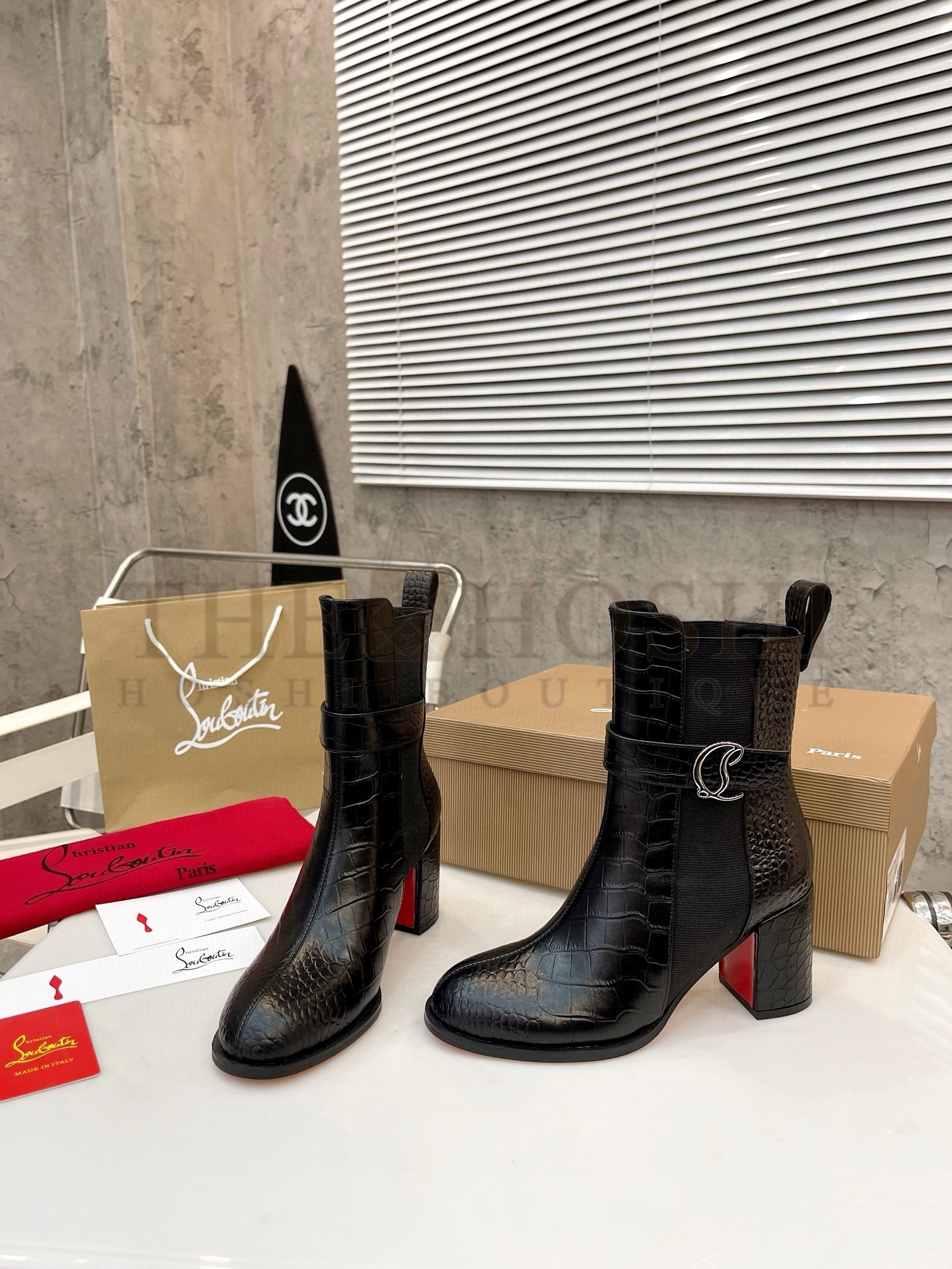 Chr1st1an Louboutin CL Chelsea Ankle Boots 70MM in Alligator Embossed Leather Master Quality
