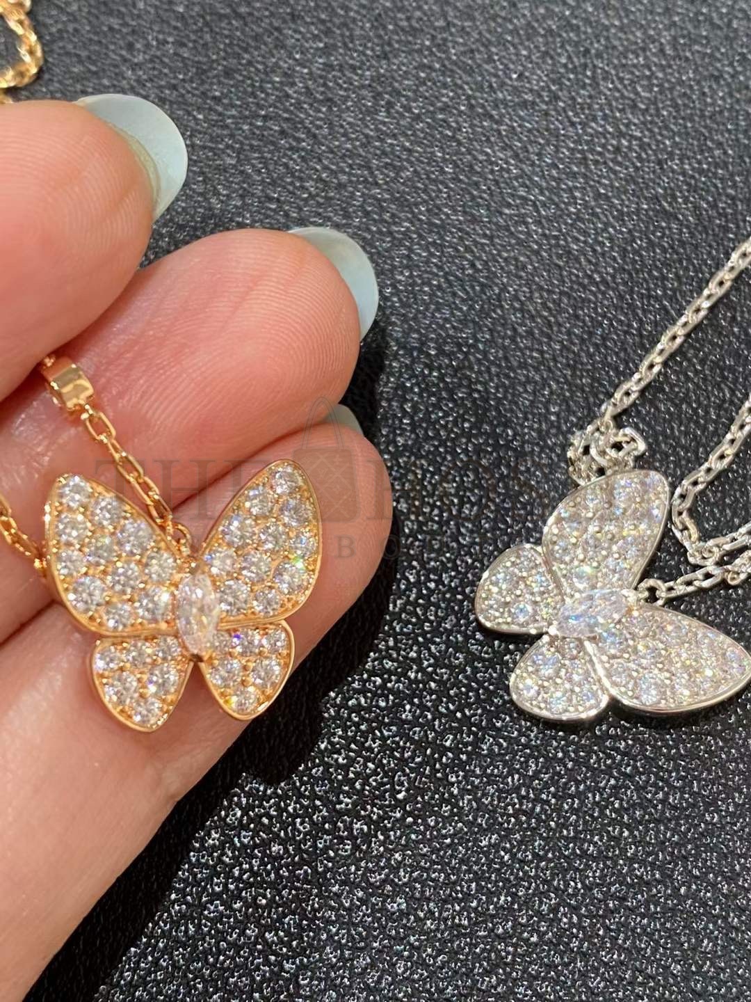 V*n Cl**f & Arpels Butterfly Necklace with D1am0nds, Two Butterfly pendant Master Quality