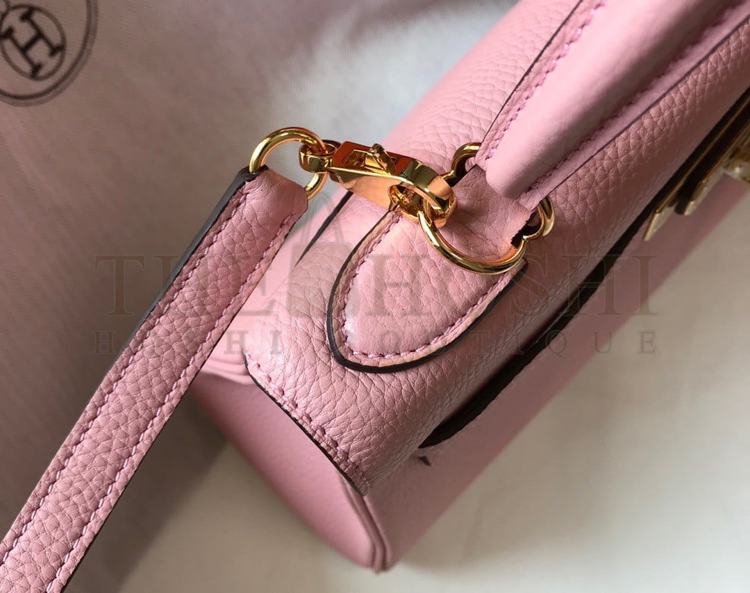 H**me5 Kelly 28cm Retourne Bag in Pink Clemence Leather GHW Master Quality