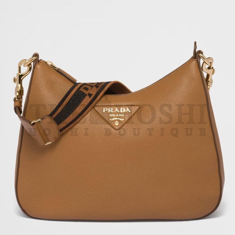 Pra*a Shoulder Bag in Brown Grained Leather Master Quality