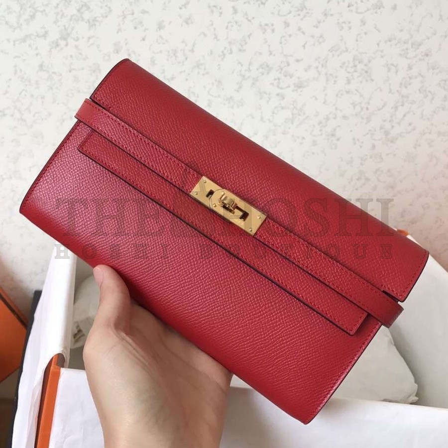 H**me5 Kelly Classic Long Wallet In Red Epsom Leather Master Quality