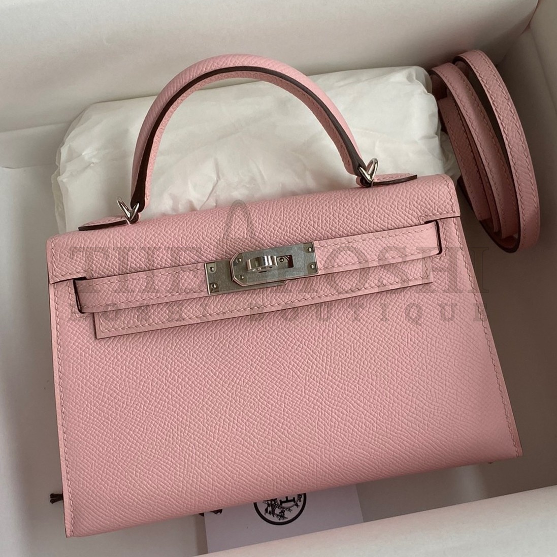 H**me5 Kelly Mini II Sellier Handmade Bag In Rose Sakura Epsom Calfskin Master Quality