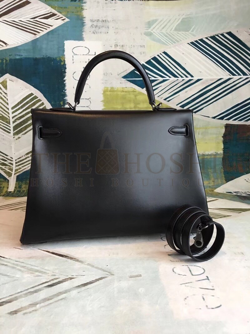 H**me5 All Black Box Kelly 35cm Handmade Bag Master Quality