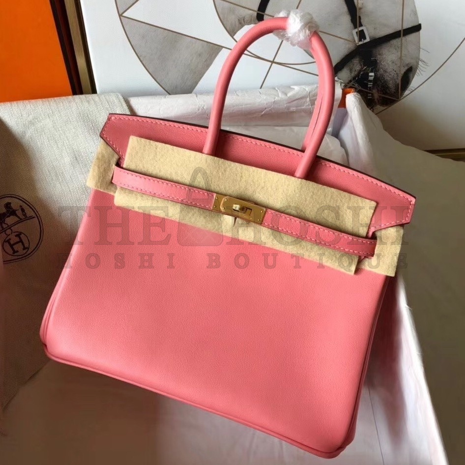 H**me5 Rose Lipstick Birkin 25cm Swift Handmade Bag Master Quality