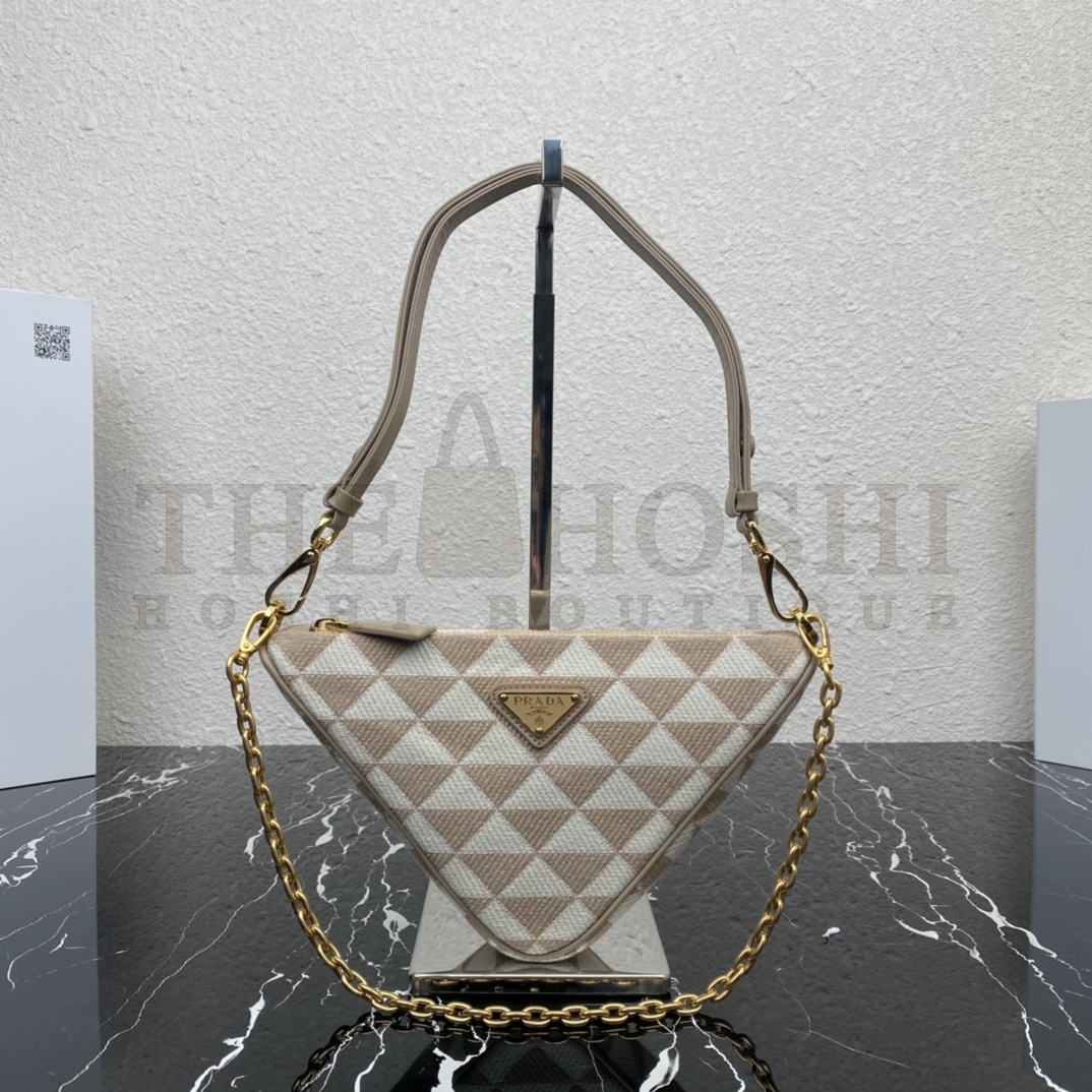 Pra*a Women Embroidered Fabric Mini-Bag-Beige Master Quality