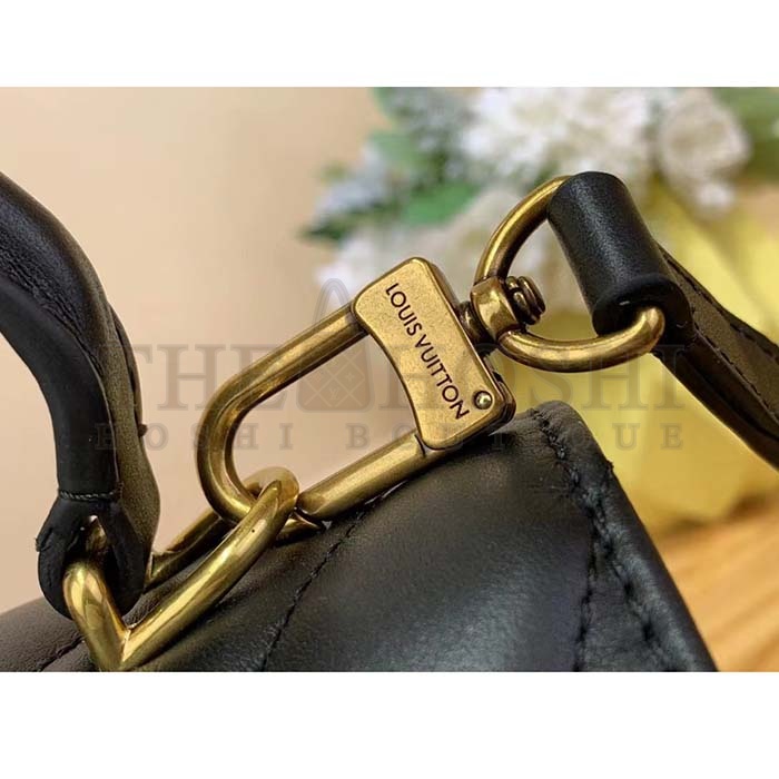 L0vis Vvtt0n LV Women Hold Me Top-Handle Bag Black Smooth Cowhide Leather Master Quality