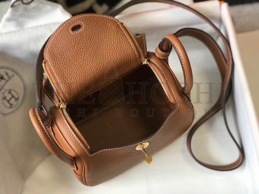 H**me5 Mini Lindy Bag In Brown Clemence Leather Master Quality