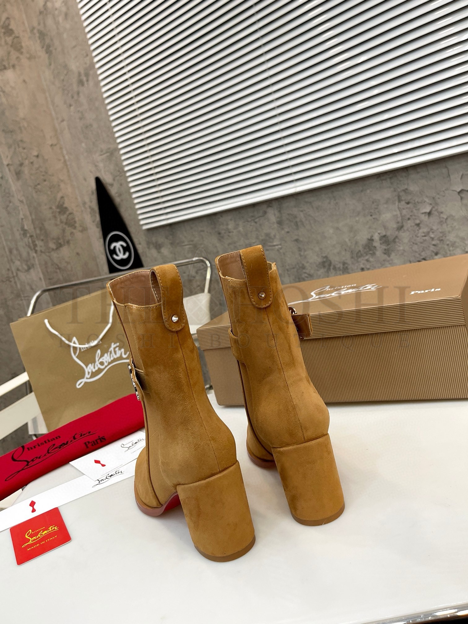 Chr1st1an Louboutin CL Chelsea Ankle Boots 70MM in Brown Suede Master Quality