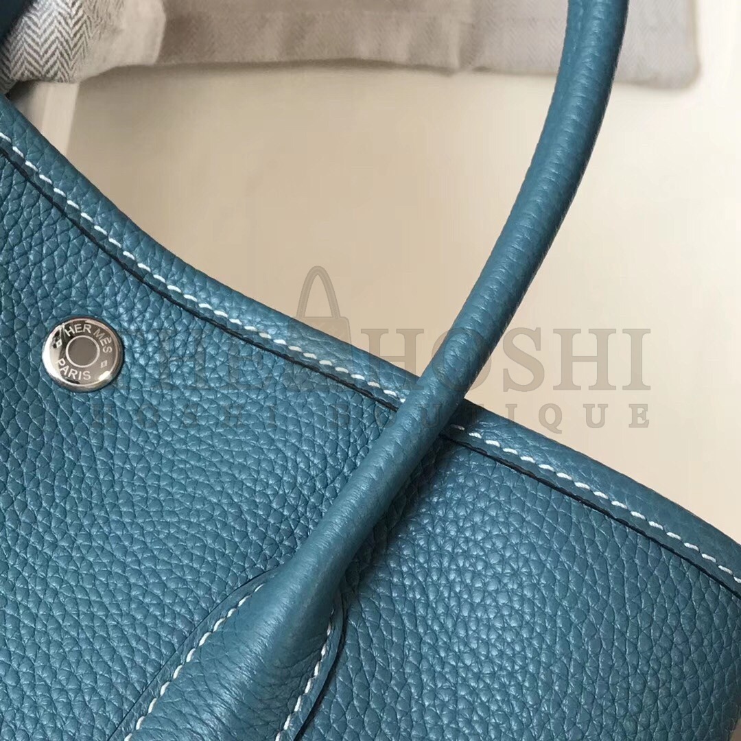 H**me5 Garden Party 36 Bag In Blue Jean Clemence Leather Master Quality