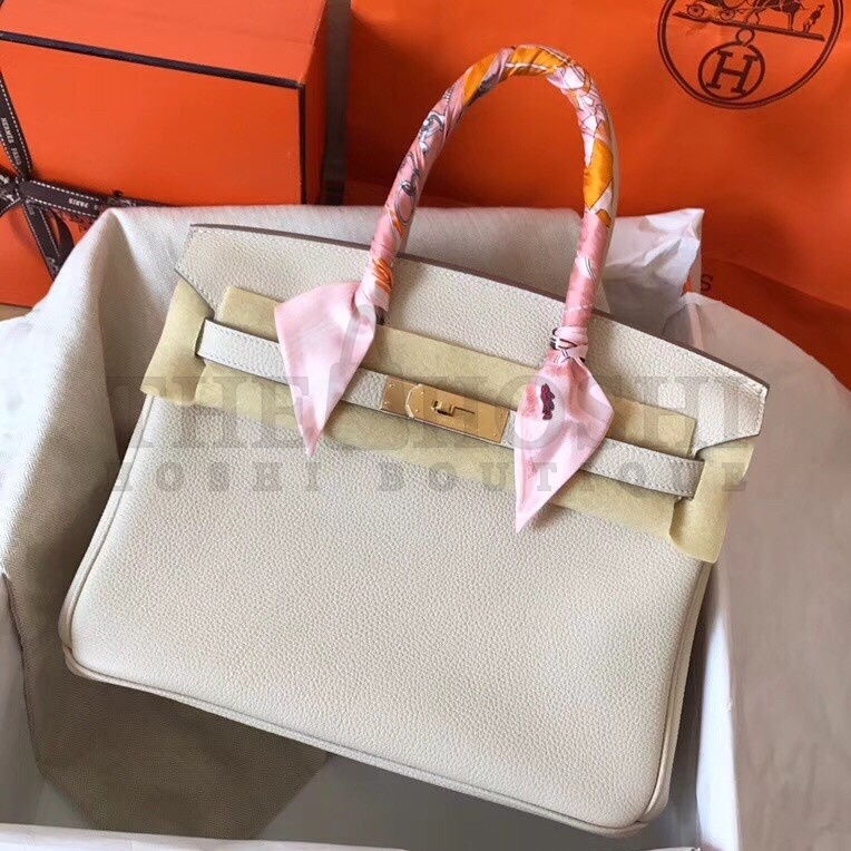 H**me5 White Birkin 30cm Clemence Handmade Bag Master Quality