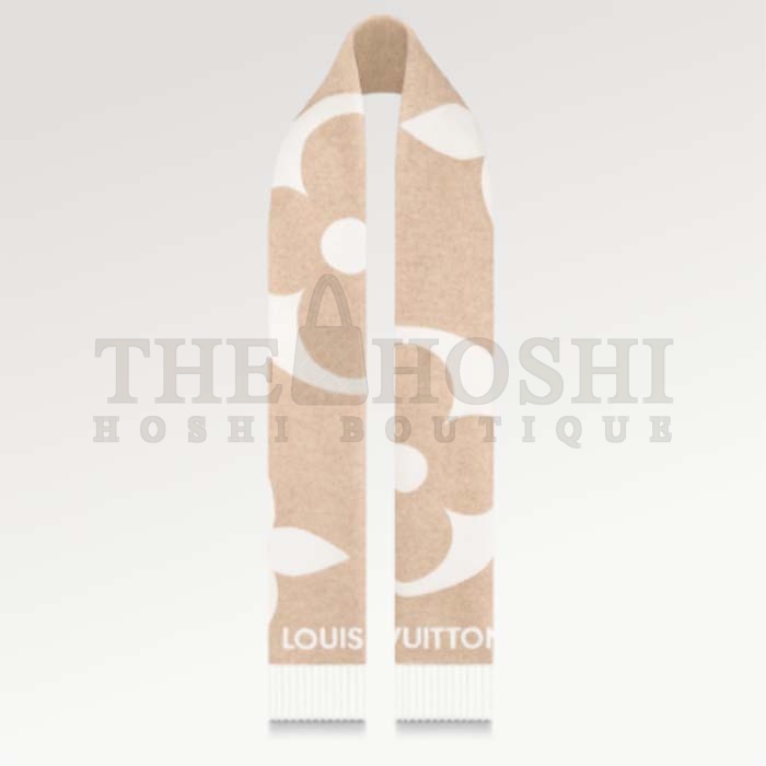 L0vis Vvtt0n LV Unisex Ultimate Shine Scarf Beige Allover Monogram Pattern Fringe Finish Master Quality