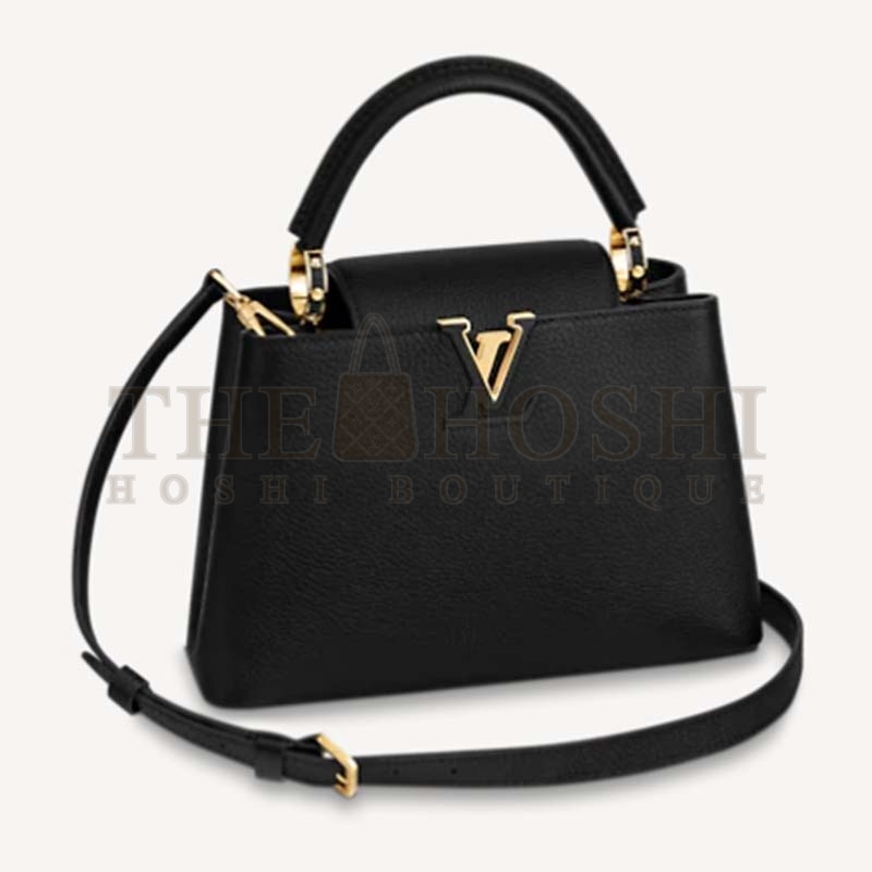 L0vis Vvtt0n LV Women Capucines BB Handbag Black Taurillon Leather Snap Hook Master Quality
