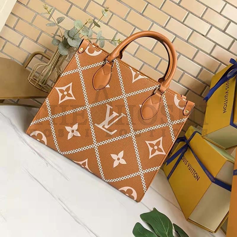 L0vis Vvtt0n LV Women OnTheGo MM Tote Bag Arizona Embossed S*pple Grained Cowhide Master Quality