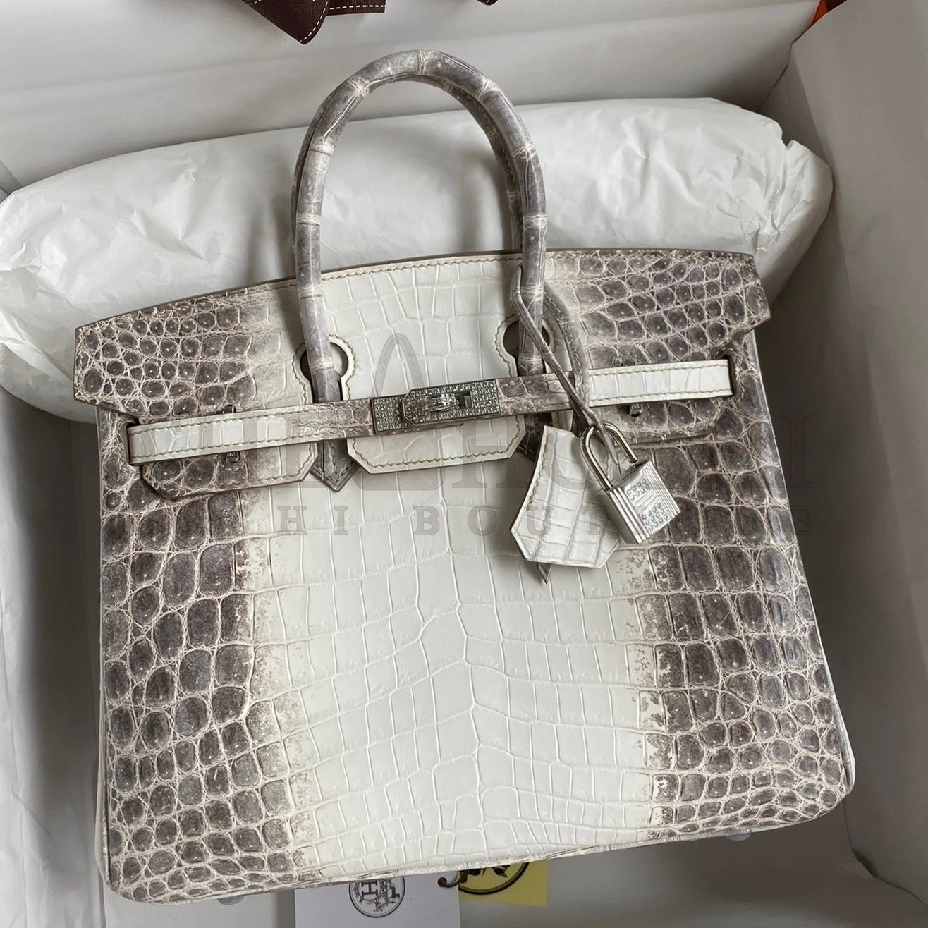 H**me5 Birkin 25 D1am0nd Bag In Himalaya Niloticus Crocodile Skin Master Quality