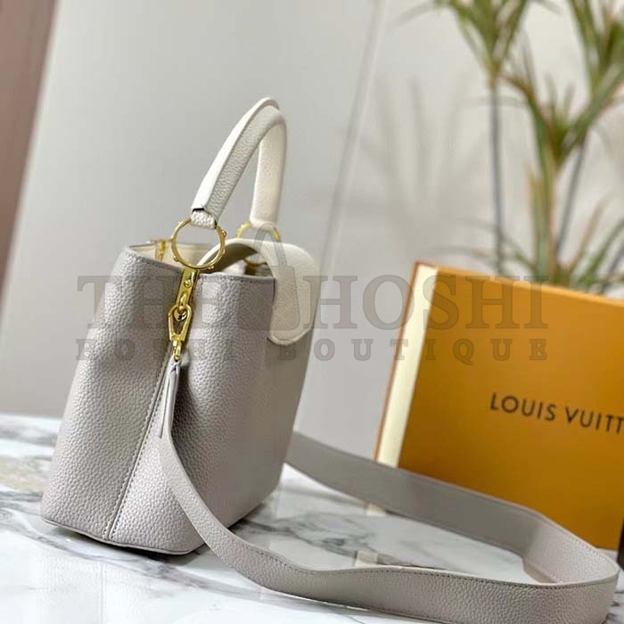 L0vis Vvtt0n LV Women Capucines MM Handbag Steeple Gray Greige Taurillon Leather Master Quality