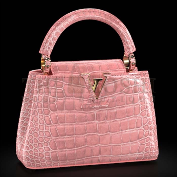 L0vis Vvtt0n LV Women Capucines Mini Handbag Pink Crocodilien Brillant Savoir Faire Master Quality