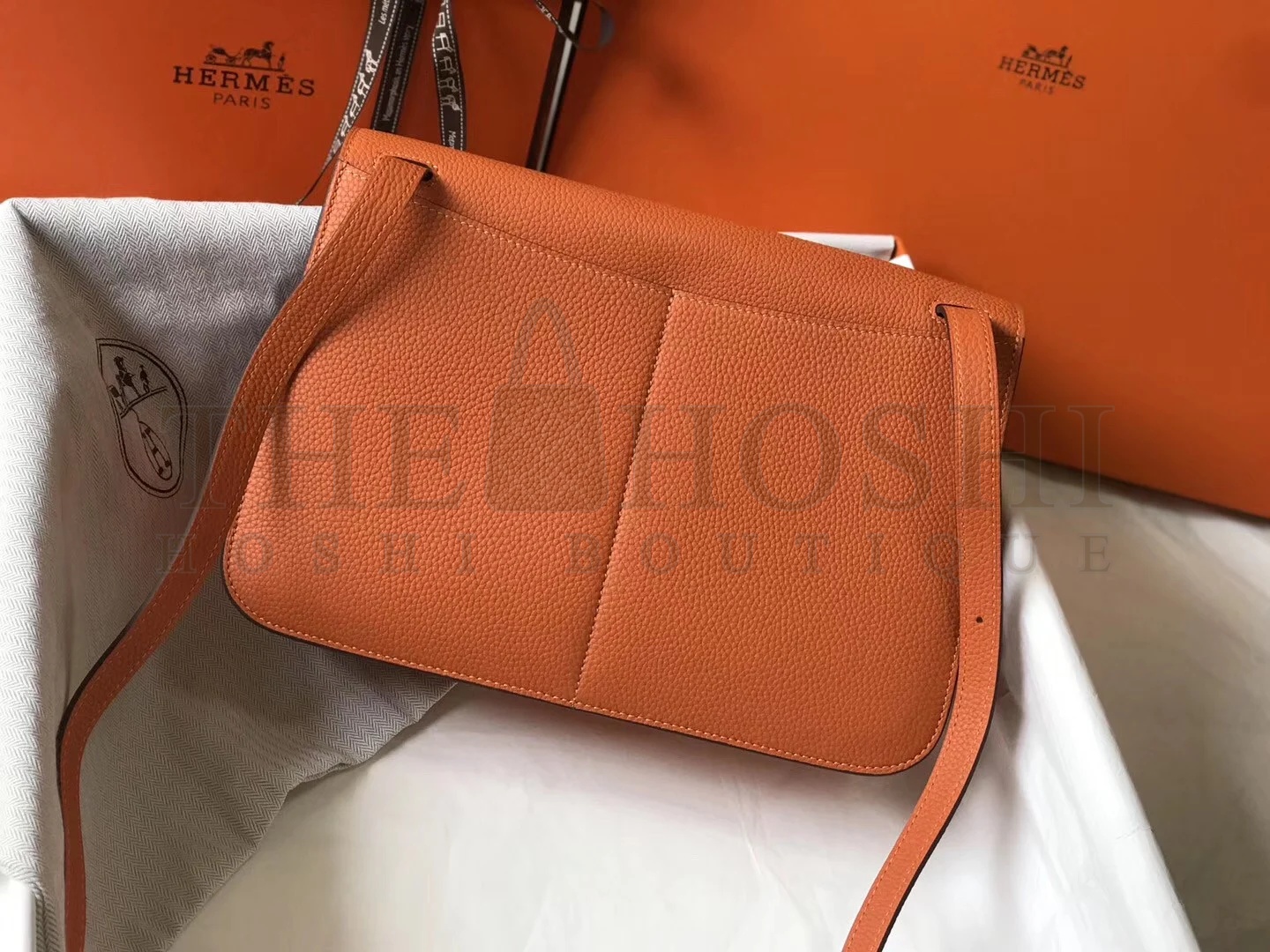 H**me5 Halzan 31cm Bag In Orange Clemence Leather Master Quality