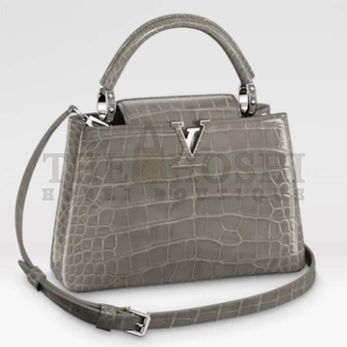 L0vis Vvtt0n LV Women Capucines BB Handbag Grey Crocodilien Brillant Savoir Faire Master Quality