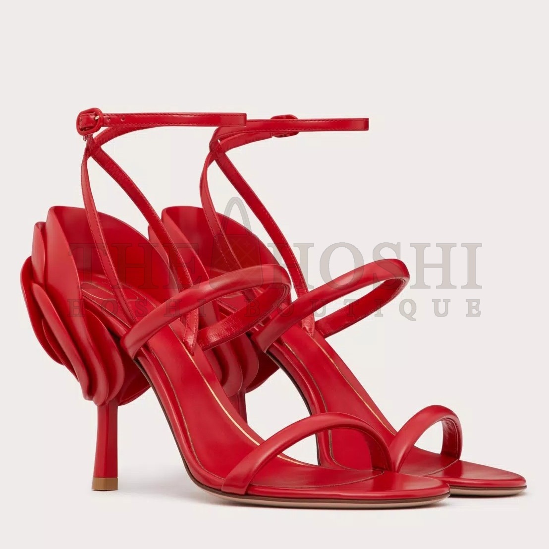 Va1e*ntin0 Roserouche Sandals 1959 100mm in Red Calfskin Master Quality
