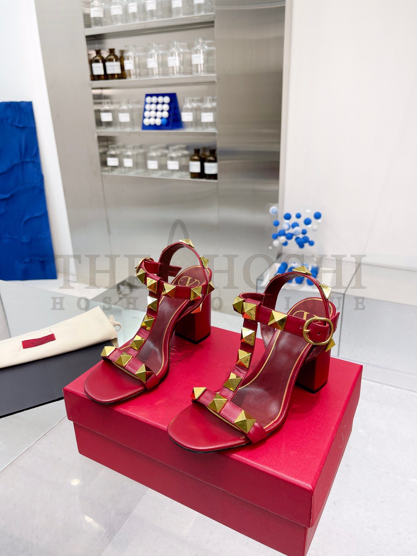 Va1e*ntin0 Roman Stud Sandals 90mm In Red Calfskin Master Quality