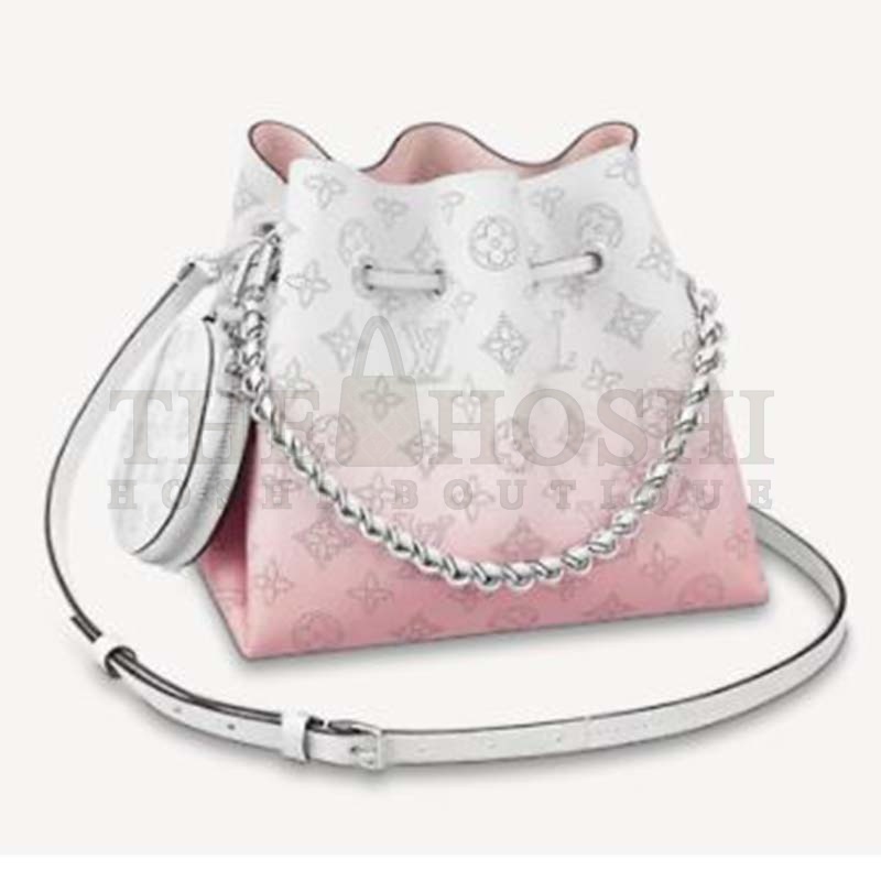 L0vis Vvtt0n LV Women Bella Bucket Bag Gradient Pink Mahina Perforated Calf Leather Master Quality