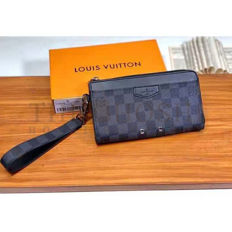 L0vis Vvtt0n LV Men Zippy Dragonne Wallet Damier Graphite Coated Canvas-Grey Master Quality
