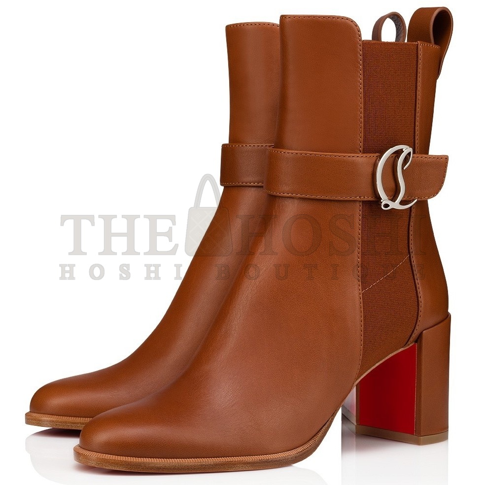 Chr1st1an Louboutin CL Chelsea Ankle Boots 70MM in Brown Leather Master Quality
