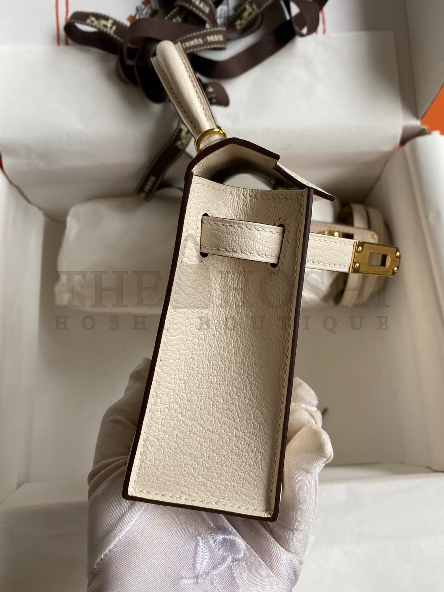 H**me5 Kelly Mini II Sellier Handmade Bag In Nata Chevre Mysore Leather Master Quality