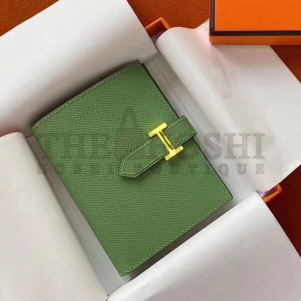 H**me5 Bearn Compact Wallet In Vert Criquet Epsom Leather Master Quality