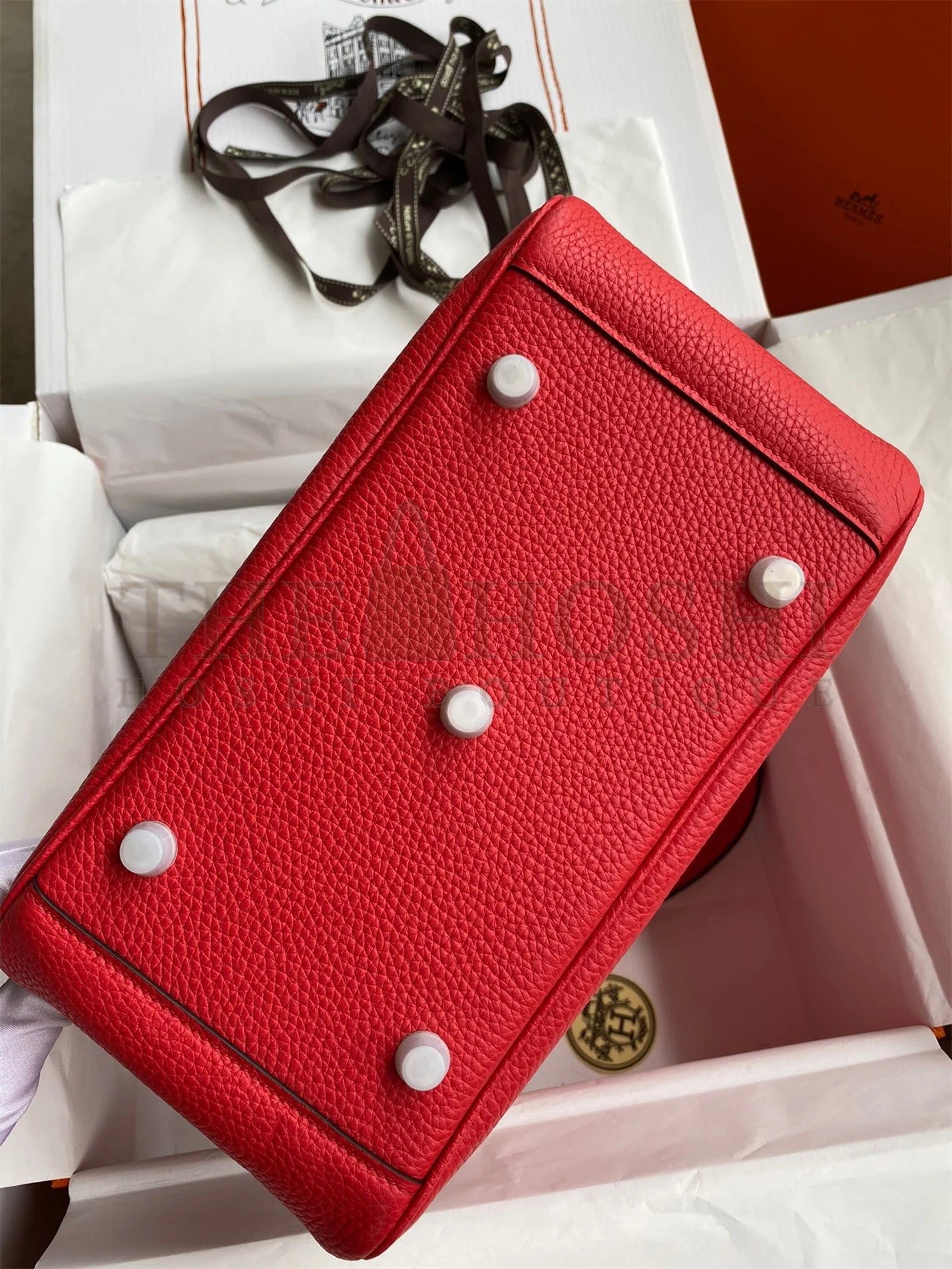 H**me5 Lindy 26 Handmade Bag In Red Clemence Leather Master Quality