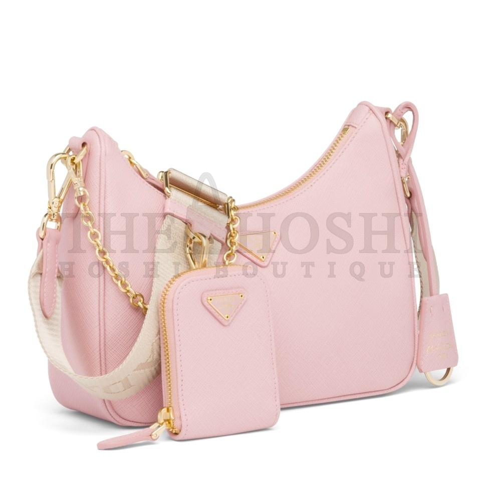 Pra*a Re-Edition 2005 Shoulder Bag In Pink Saffiano Leather Master Quality