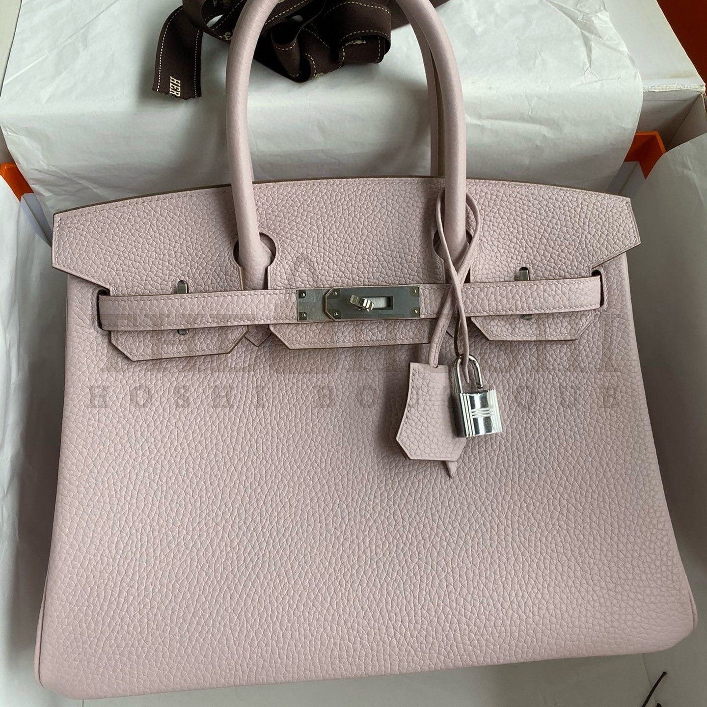 H**me5 Birkin 30 Retourne Handmade Bag in Mauve Pale Clemence Leather Master Quality
